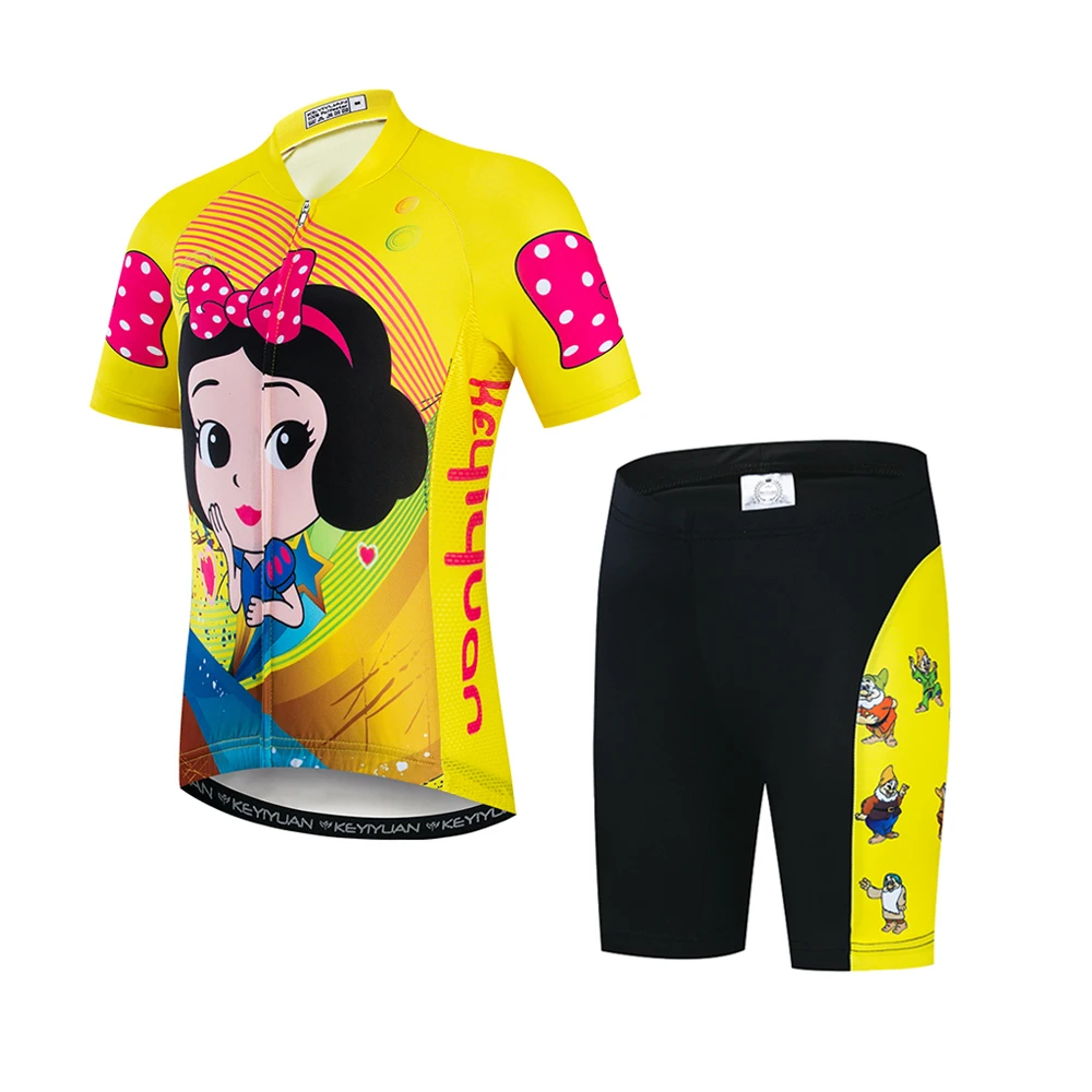 

2019 Keyiyuan Spring and Summer New Snow White and Seven Dwarf Children's Cycling Jersey Breathable Short Sleeve Set