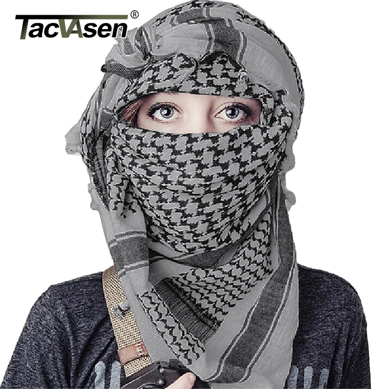 TACVASEN, мужской шарф в стиле милитари, тактическая пустынная Арабская Куфия, шарф, камуфляжный головной шарф, Женский арабский хлопковый Пейнтбольный шарф, маска для лица