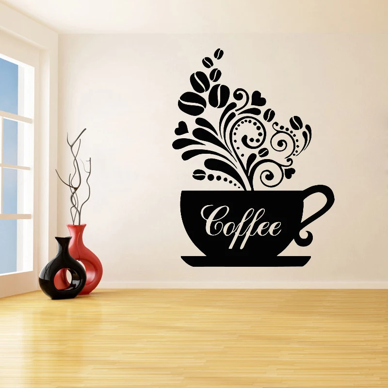 Cup of Coffee Wall Stickers for Interior Design Kitchen Vinyl