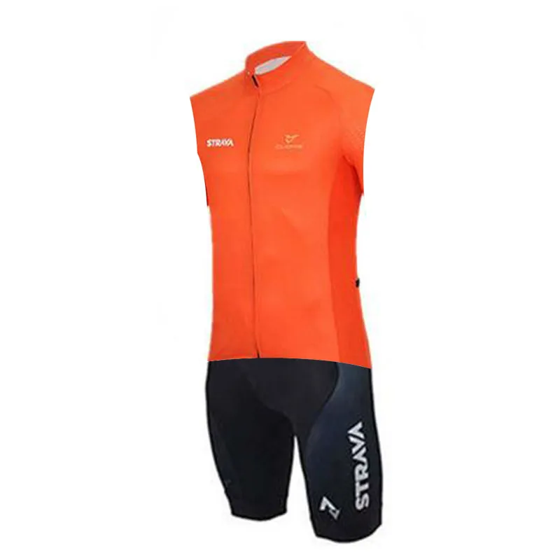 

2019 New STRAVA team Cycling Sleeveless jersey Vest shorts Skinsuit MTB Summer Hot Sale 9D gel pad breathable and quick drying