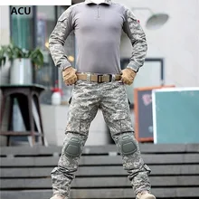 Тактическая камуфляжная Военная Униформа костюм для мужчин армии США одежда военная боевая рубашка+ брюки карго наколенники