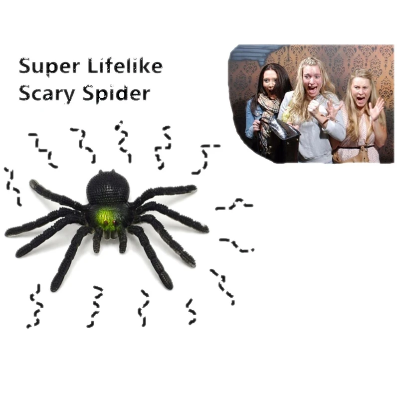 

New Long Teeth Scary Spider Halloween Party Props Decoration Horror Joke Toy realistic spider model
