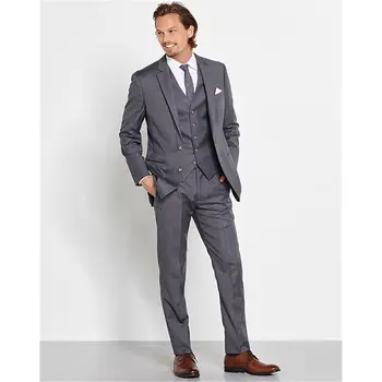 

Custom Made Formal Gray 3 Piece Suits Slim Groom Tuxedos Groomsmen Mens Wedding Suits Men Suits (Jacket+Vest+Pants) Y319