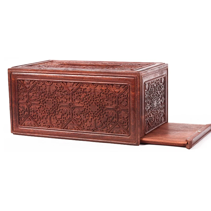 Zambia Rosewood Flower Pattern Removable Tissue Holders Living