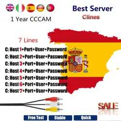 1 год Cccam 7 линии Европа для Испании Португалия Германия Польша Италия Cccam резких перемен температуры сервер для DVB-S2 V7 HD спутниковый ТВ