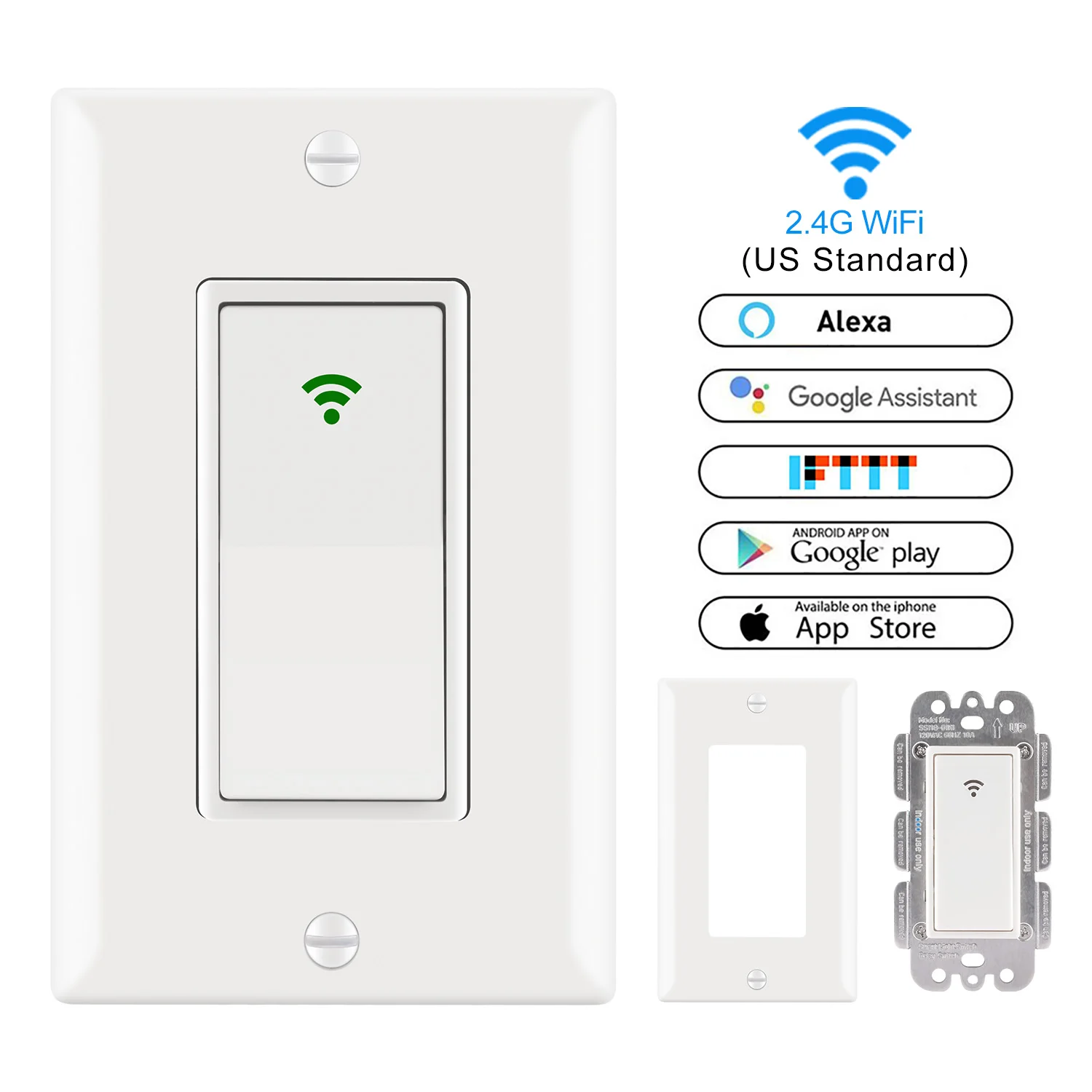 Smart WiFi Switch US Plug 2000W Wall in Smart Switch ...