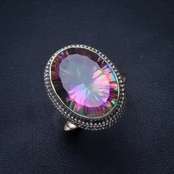 

Natural Mystical Topaz Handmade Unique 925 Sterling Silver Ring 6 B1446