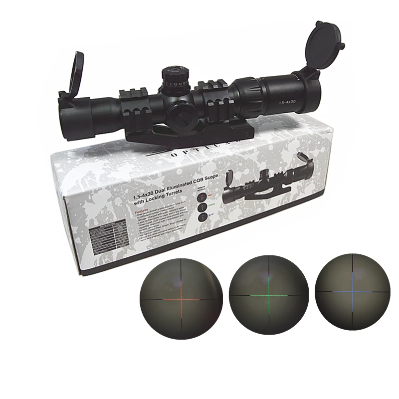 

FIRECLUB 1.5-4X30 RGB Tri-illuminated CQB Riflescope with Locking Turrets For Airgun Hunting