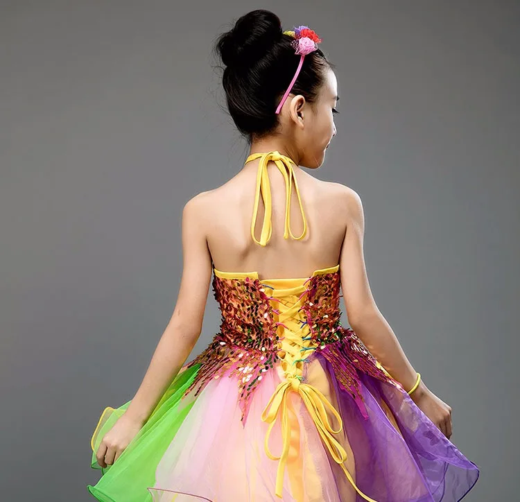 Детское танцевальное платье леопардовое платье-пачка с блестками платья принцессы газовые костюмы для выступлений для девочек Одежда для танцев Acc