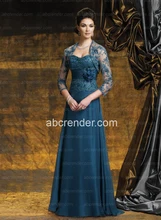 2016 heißer Charmante Sexy Elegante Chiffon A-Line Delicate Appliques Perlen Blume Mit Jacke Bodenlangen Prom Abendkleid