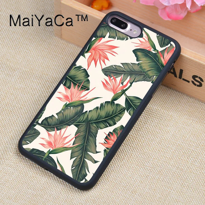 

MaiYaCa Tropical Palm Tree Leaves Design Soft TPU Rubber Back Cover Case For Apple iphone 8 Plus Phone Cases