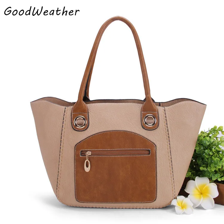 

New hit color women tote bag deisnger high quality PU leather bags woman handbags fashion khaki large capacity ladies big bags
