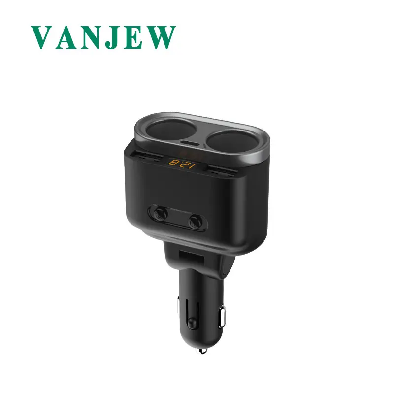 

VANJEW C47 Car Power Adapter Cigarette lighter Socket Splitter Car Charger Voltage Detection TYPE C 4.8A 2 USB Ports Chargers