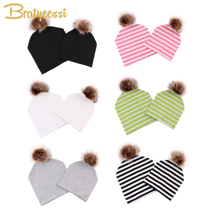New Cotton Baby Hat with Pompom Mom Baby Beanie Double Layers Elastic Kids Hat Accessories Baby Cap for Boys Girls Infant Hats New Cotton Baby Hat with Pompom Mom Baby Beanie Double Layers Elastic Kids Hat Accessories Baby Cap for Boys Girls Infant Hats