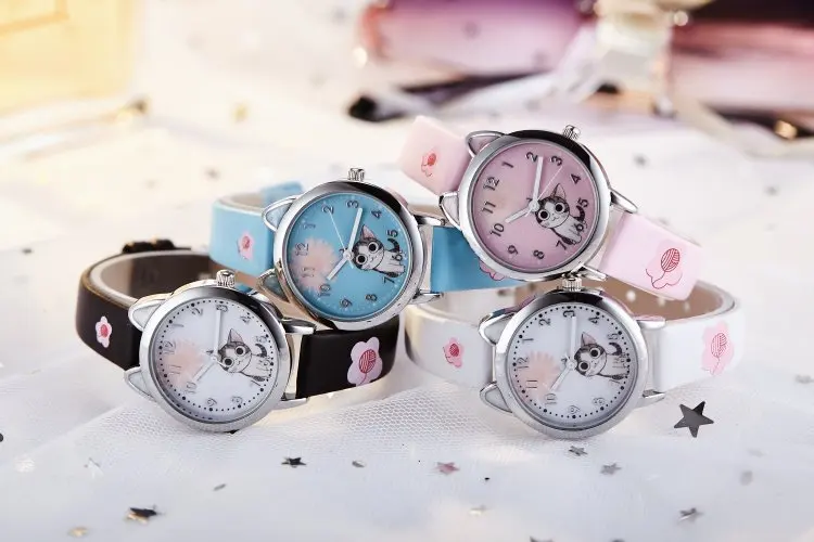 Часы с рисунком hello kitty, детские наручные часы с кожаными ремешками для девочек, детские кварцевые часы hello kitty, милые часы Montre Enfant