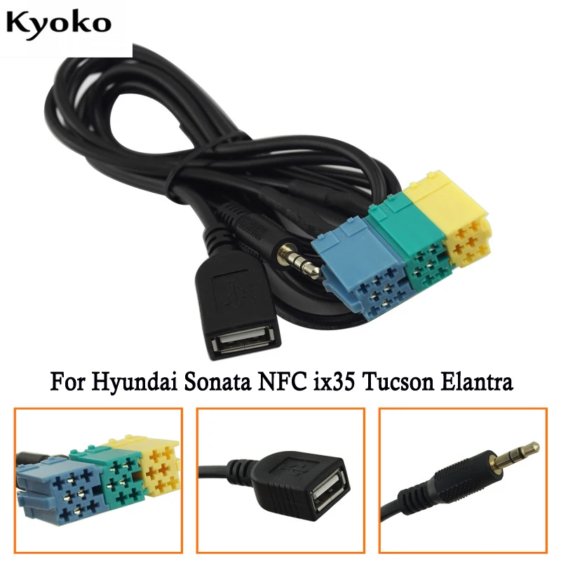 Оригинальные вилки к AUX разъем адаптера для hyundai Sonata NFC ix35 Tucson Elantra автомобильный аудио медиа кабель данных музыка провода