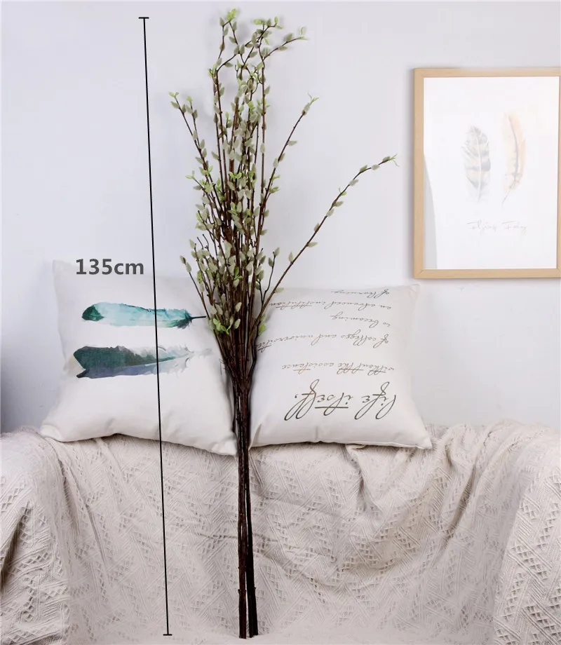 Flone Artificial Silver Willow Fruit Simulation Plant Tree Branch Silver Willow Flower Wedding Home Party Decor Art Arrangement (15)