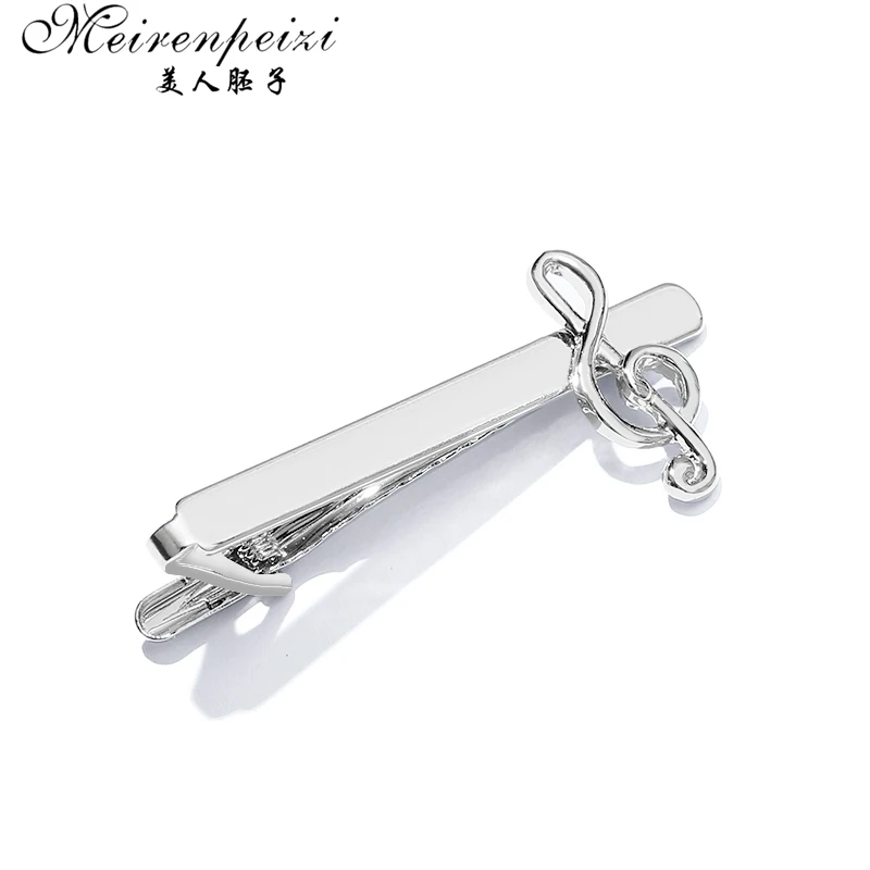 

Meirenpeizi Classic Matte Tie Bar Men Jewelry Simple Brushed Smooth High Quality Tie Clip Clasp musical note Tie Pin