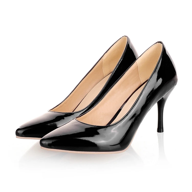 Лаконичные женские туфли-лодочки размера плюс; туфли на высоком каблуке; женские офисные туфли-лодочки из лакированной кожи; свадебные туфли; большие размеры; ZK30