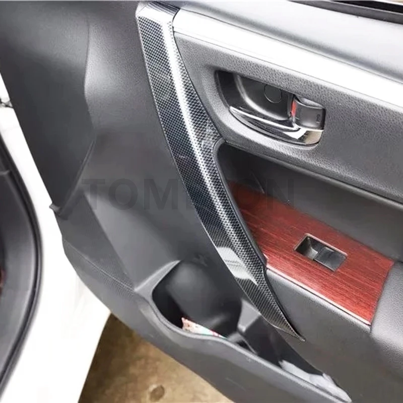 TOMEFON углеродное волокно стиль Передняя Задняя Внутренняя дверь боковой подлокотник ручка Накладка Наклейка для Toyota Corolla от до