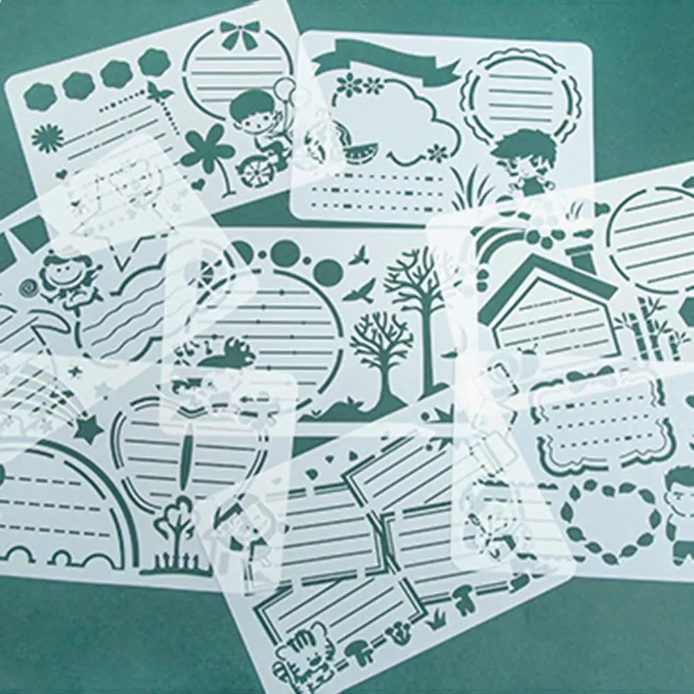 8pcs/set Kids Hand Copy Painting Drawing Template Rulers A4 Stencils DIY Painting Mold School Supply Tools Craft Children Gifts