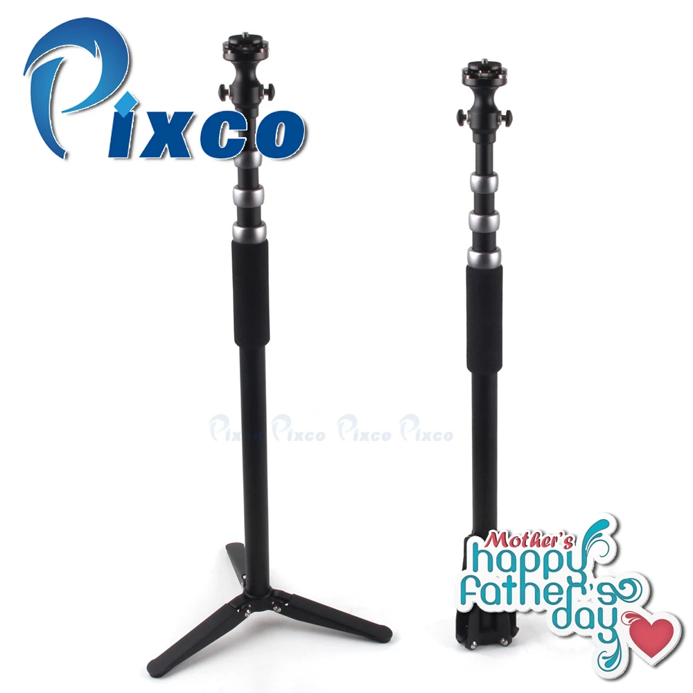 

Pixco P-107 professional unipod Monopod Leg retractable feet and 1/4' Tripod Head With Quick Release Plate silver color