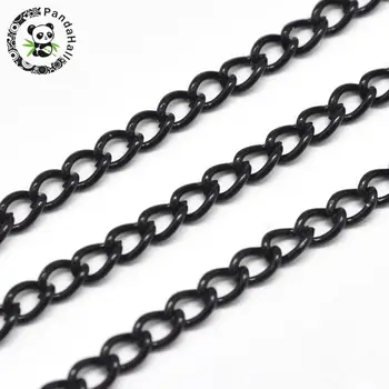 

Electroplate Iron Curb Chains, Lead Free & Nickel Free, Black, 5x3x1mm