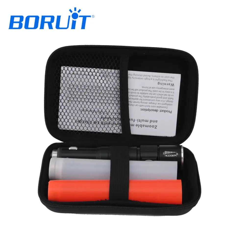 

BORUIT T6 LED Flashlight Rechargeable Powerful Torch Handy Pocket LED Zoom Flash Light For Hunting Working Car Charger Flashlamp