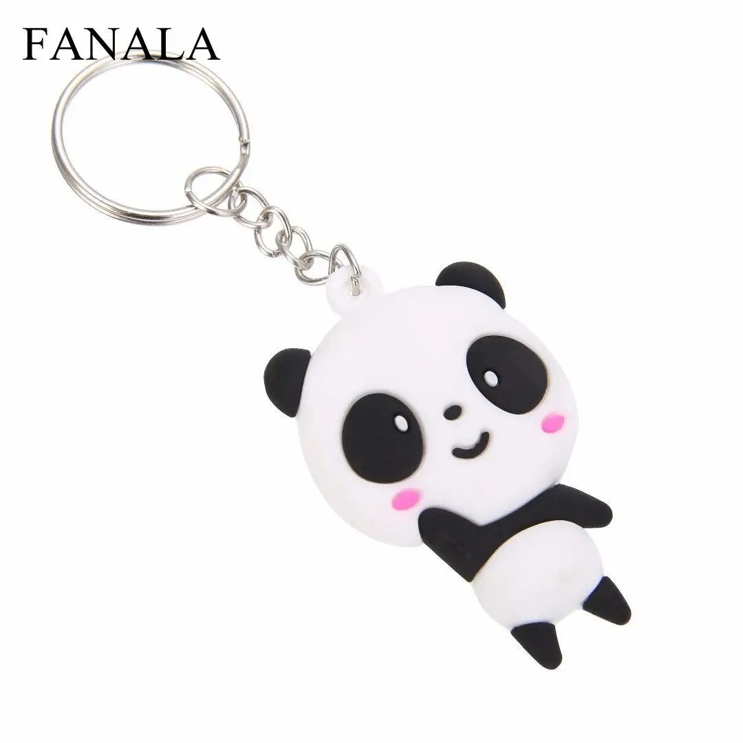 

Keyring Pendant Cartoon Fashion Bijoux Silicone Keychain 50pcs Bag Cute Trendy Ring Shellhard Panda Key Femme Jewelry Pendant
