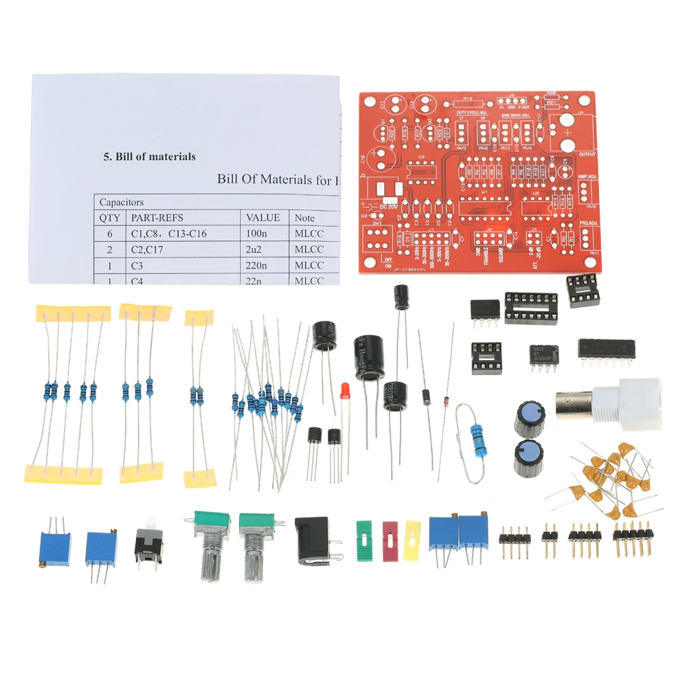 FG8038(ICL8038) Функция генератор сигналов DIY Kit разноцветного квадратного/Треугольники/Синусоидальная волна Выход 3Hz-300 кГц Регулируемая частота амплитуда