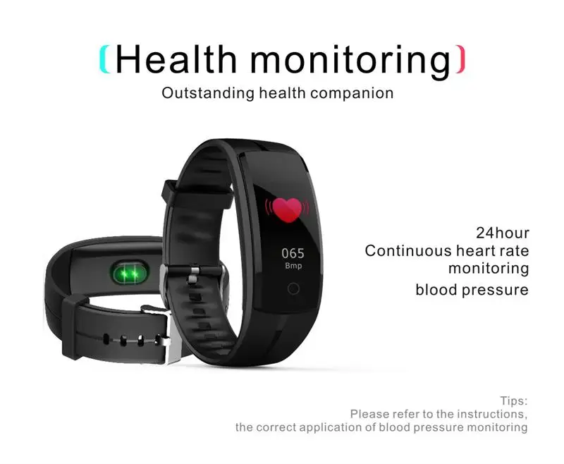 2018 NEW Blood Pressure Smart Bracelet Heart Rate Monitor Blood Oxygen Monitor IP67 Fitness Tracker for Andriod IOS VS QS80 QS90 (5)