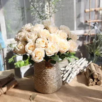 

Free Shipping Wedding Decoration Flowers Artificial Flowers Home Decoration DIY Plant Roses Flowers Arrangements 11pcs/Lot