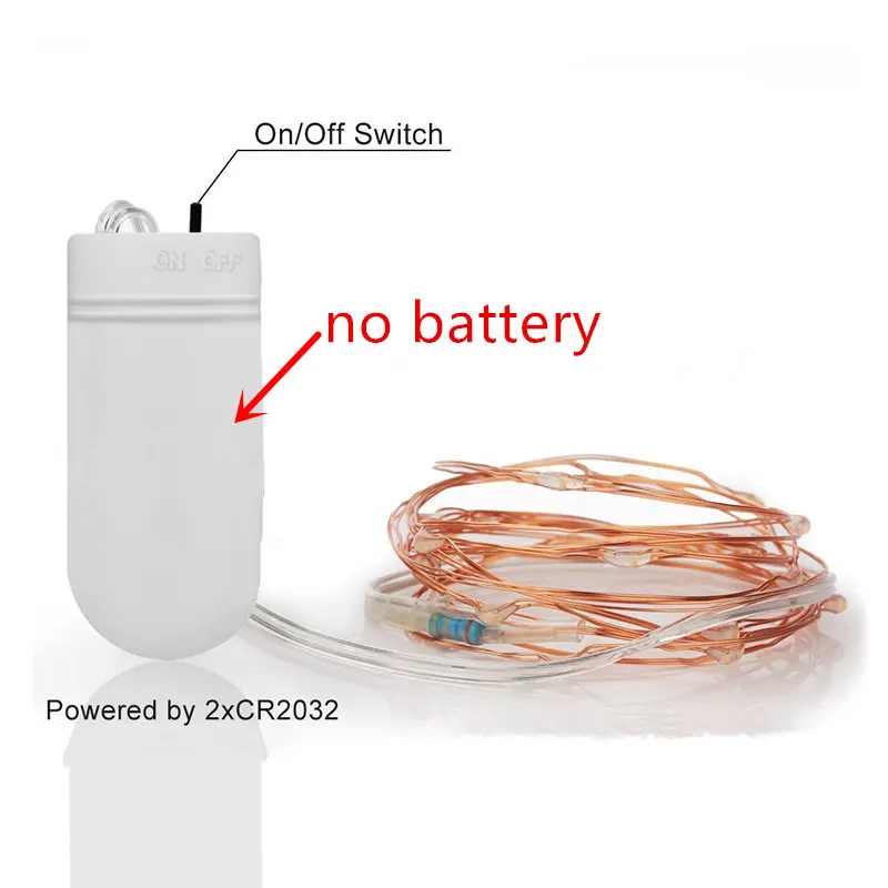 

10pcs/lot Copper Led Fairy Lights 2M 20 Leds CR2032 Button Battery Operated LED String Light Xmas Wedding party Decoration