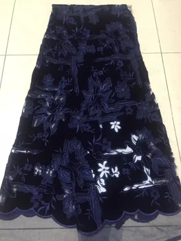 

African Lace Fabric 2018 French Velvet Net Lace new Royal Blue lace fabric 5yard High Quality African Tulle Lace Fabric Wedding