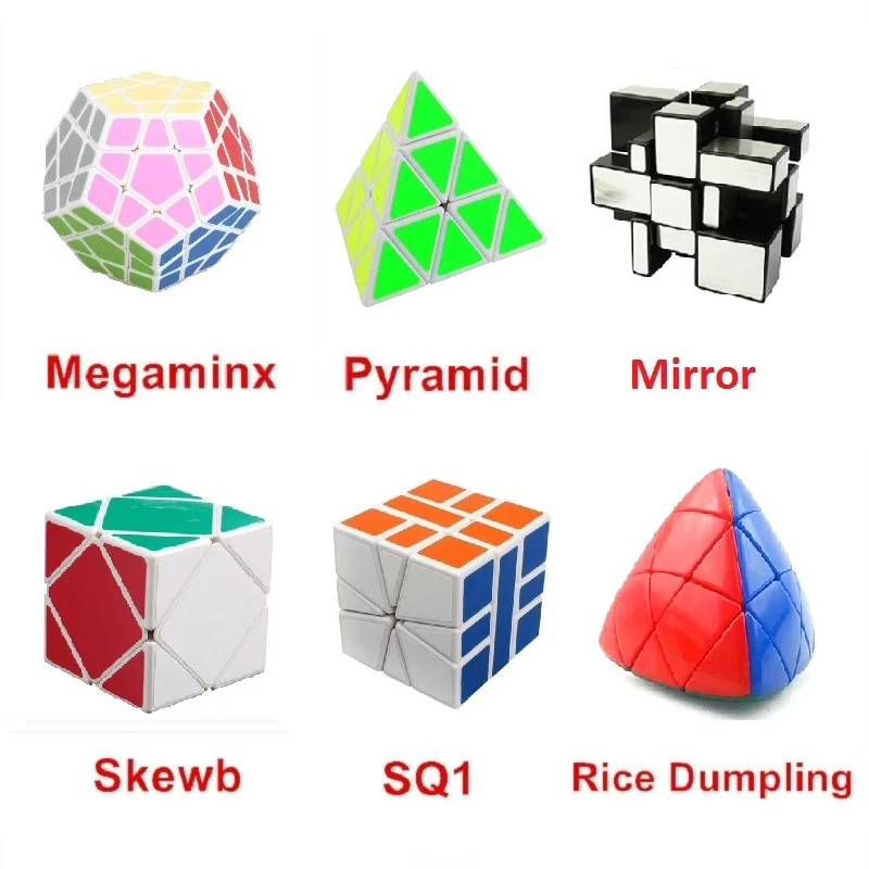 6pcs Set Shengshou White Strange shape Magic Cube Set Speed Twist Puzzle Bundle Pack Cube PVC