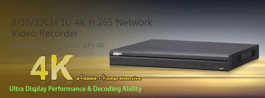 2016 Dahua NVR4208-4k NVR4216-4k NVR4232-4K 8ch 16ch 32CH NVR 1U 4K H.265 Network Video Recorder 2 SATA HDDs up to 12TB