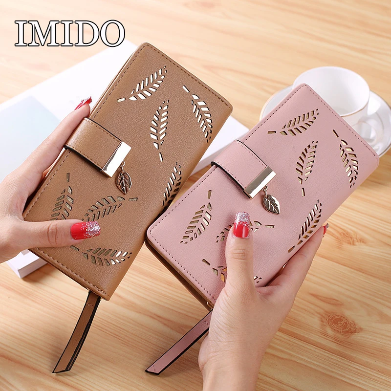 2019 Women Wallet PU Leather Purse Female Long Wallet Gold Hollow Leaves Pouch Handbag For Women Coin Purse Card Holders Clutch 2019 Women Wallet PU Leather Purse Female Long Wallet Gold Hollow Leaves Pouch Handbag For Women Coin Purse Card Holders Clutch