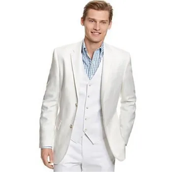 

New Arrival White Wedding Suits For Men Notched Lapel Groom Tuxedos Slim Fit Men Suits Three Piece Groomsmen Suit