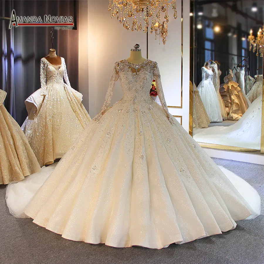 

Customer order full beading wedding dress handmade sew beading bridal dress luxury 2019