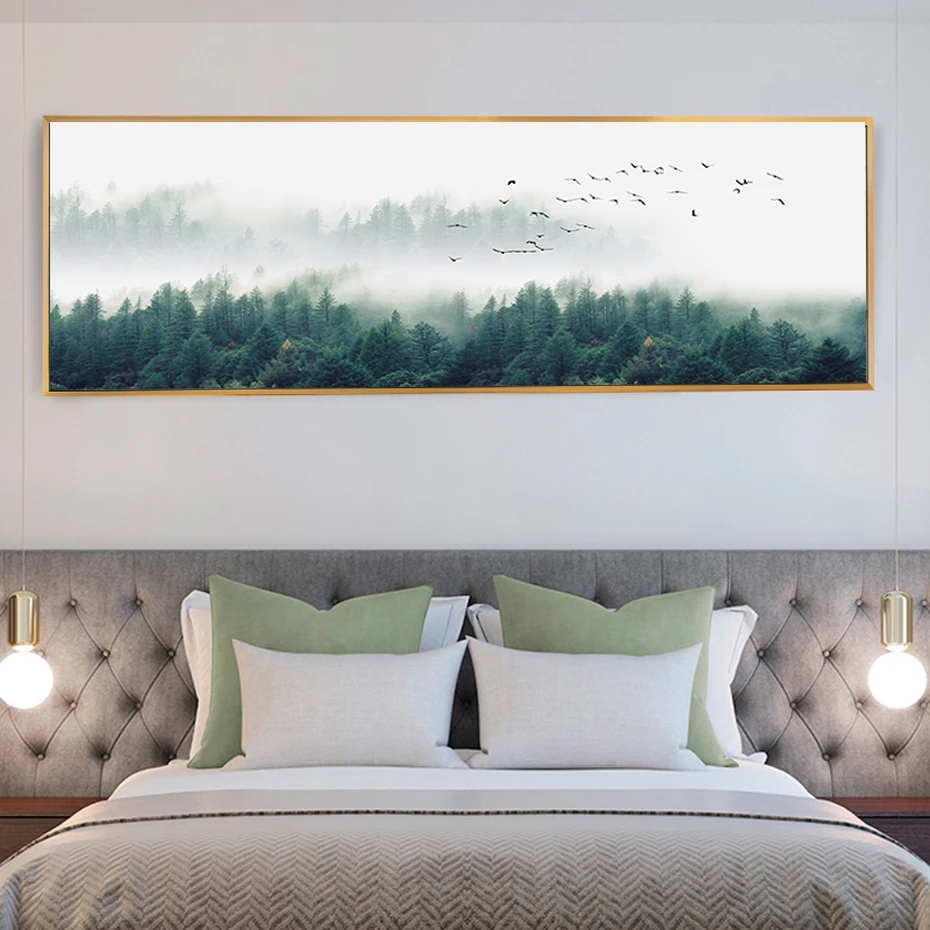 Sure Life скандинавские туманы птицы лесники картины на холсте с изображением пейзажа настенные художественные картины плакаты принты гостиная спальня домашний декор