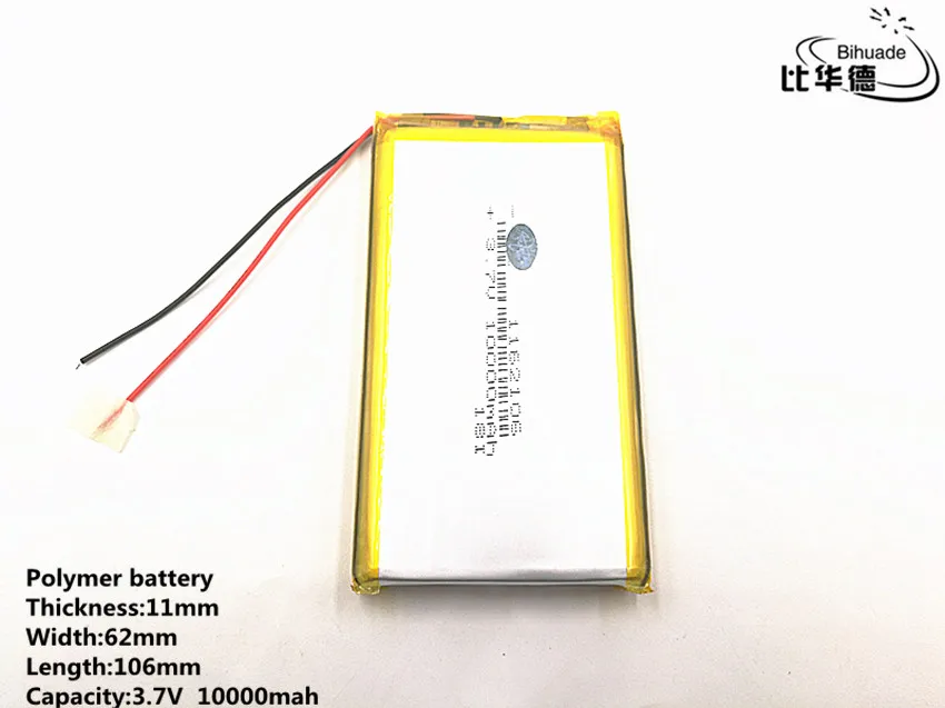 Хорошего качества 3,7 V, 10000 mAH, 1162106 полимерный литий-ионный/литий-ионный аккумулятор для игрушки, POWER BANK, gps, mp3, mp4