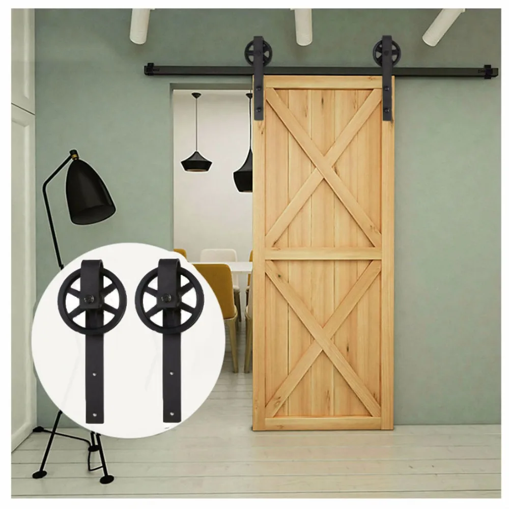 Us 154 05 31 Off Lwzh 14ft 15ft Vintage Style J Shaped With Big Wheel Sliding Closet Door Track Barn Wood Door Hardware Track Kit For Single Door In