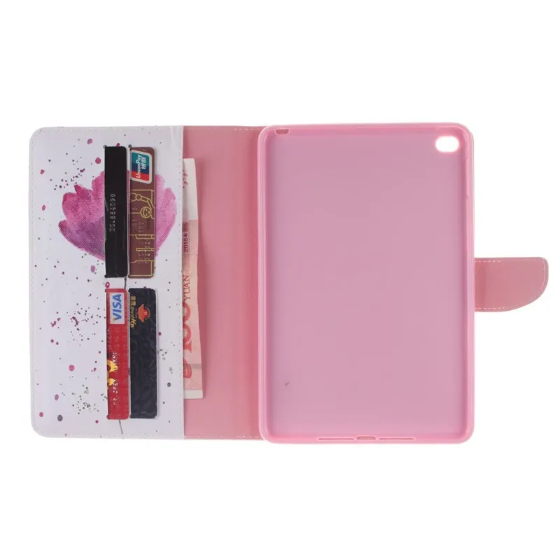 Fashion Two Side Flower Flip Wallet Case For Apple iPad Mini 4 Case PU Leather Stand Tablet Cover Case With Card Money Holder (54)