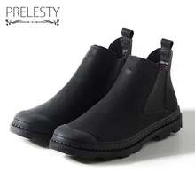 Prelesty/Классические мужские ботинки из натуральной коровьей кожи; эластичная лента; водонепроницаемая обувь черного цвета; качественная обувь в винтажном стиле; жесткая обувь в городском стиле