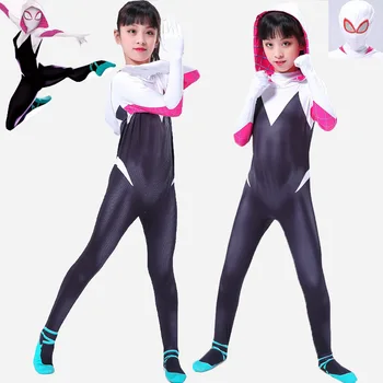 

New 2018 Kids Spider-Man Into the Spider-Verse Miles Morales Cosplay Costume Zentai Spiderman Pattern Bodysuit Suit Jumpsuits