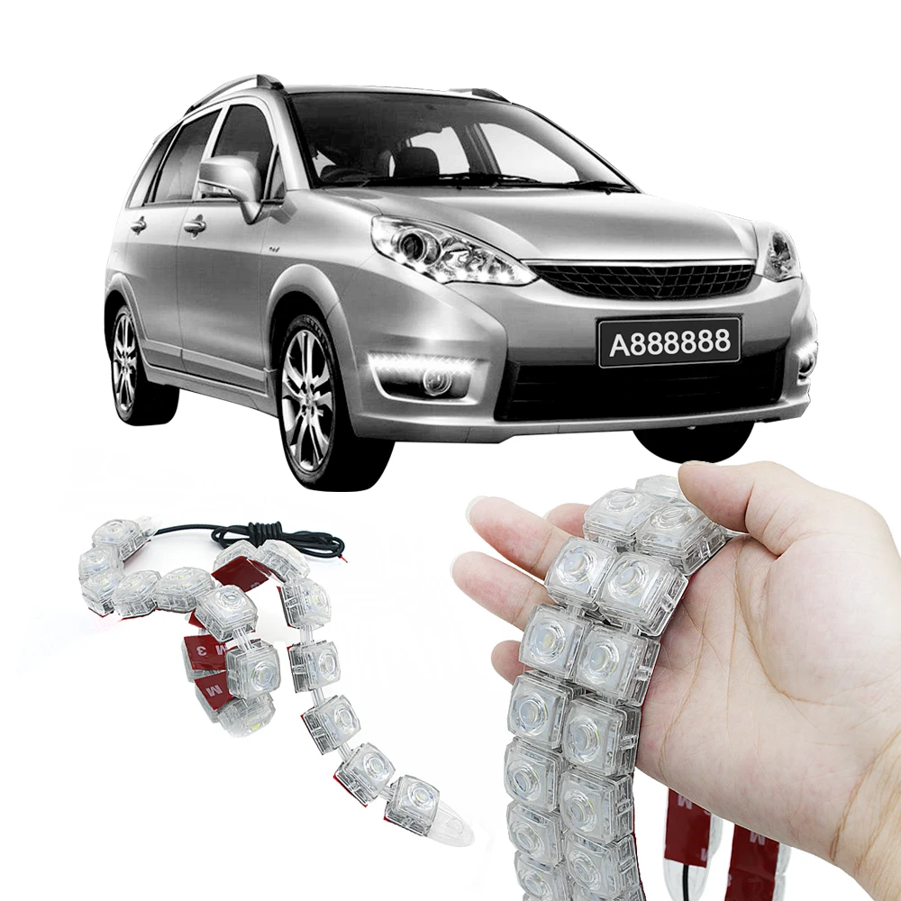 

2pcs 6/8/10/12/14/16/18/20 LEDs Strip Car DRL Daytime Running Light Snake Style Eagle Eye Daylight Safety Driving Fog Lamp