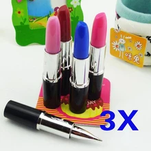 Novelty Gag font b Toys b font 3Pcs Lipstick Shape Ball Point The girls Favor Cute