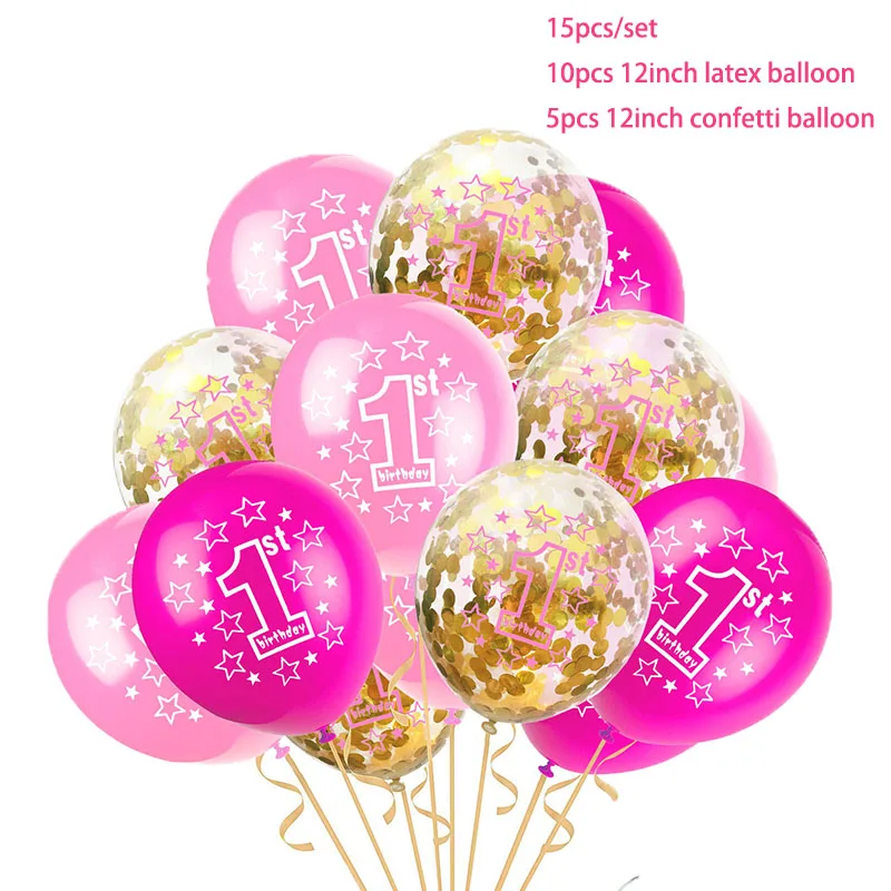 Воздушные шары на 1-й день рождения, 1 год, украшение для мальчиков, шары на день рождения, украшения для вечеринки, Детские шары на день рождения, для девочек 1 год, Globos XN