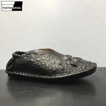 

Genuine Leather Round Toe Soft Fashion Business Casual Shoes Men Loafers Top Quality Black Boat Driving Shoes Mocasines Hombre