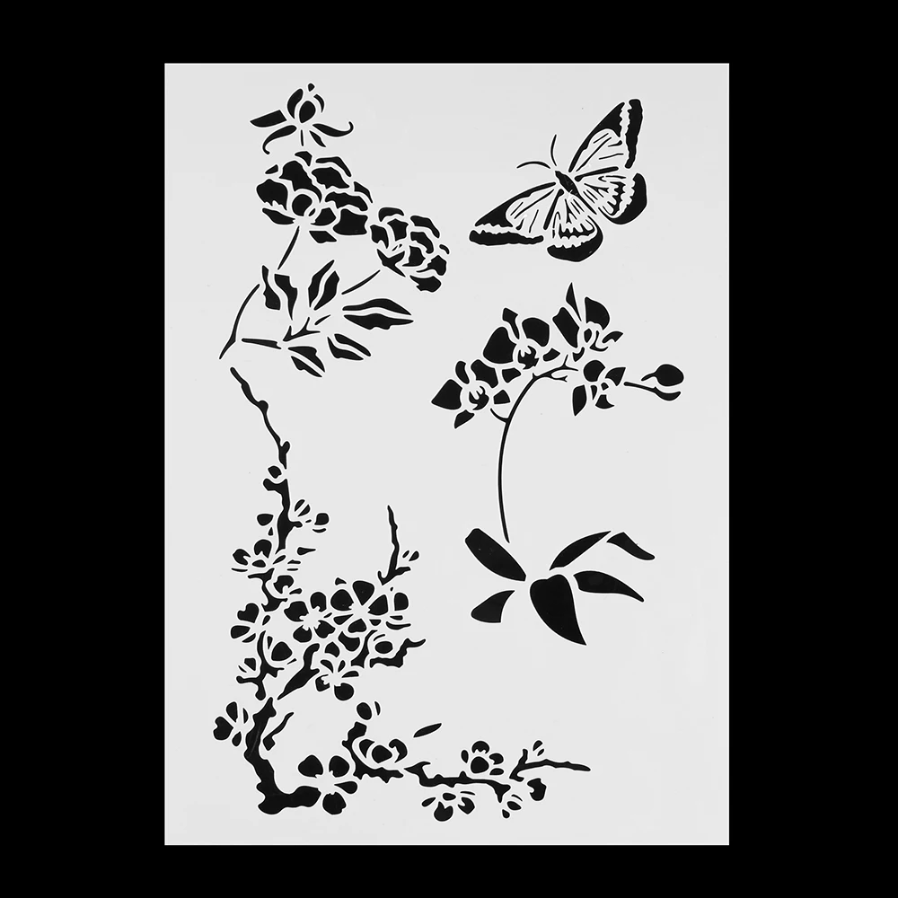 30*21cm Embossing Paper Card beautiful butterfly &amp flower Stencils Wall Painting Scrapbooking Stamping Stamp Album Decorative |